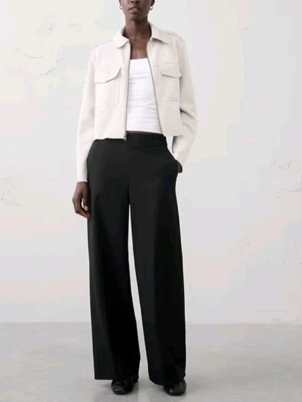 Banana Republic Women's Size 6 Wide-Leg High-Rise Pull-On Pants Black